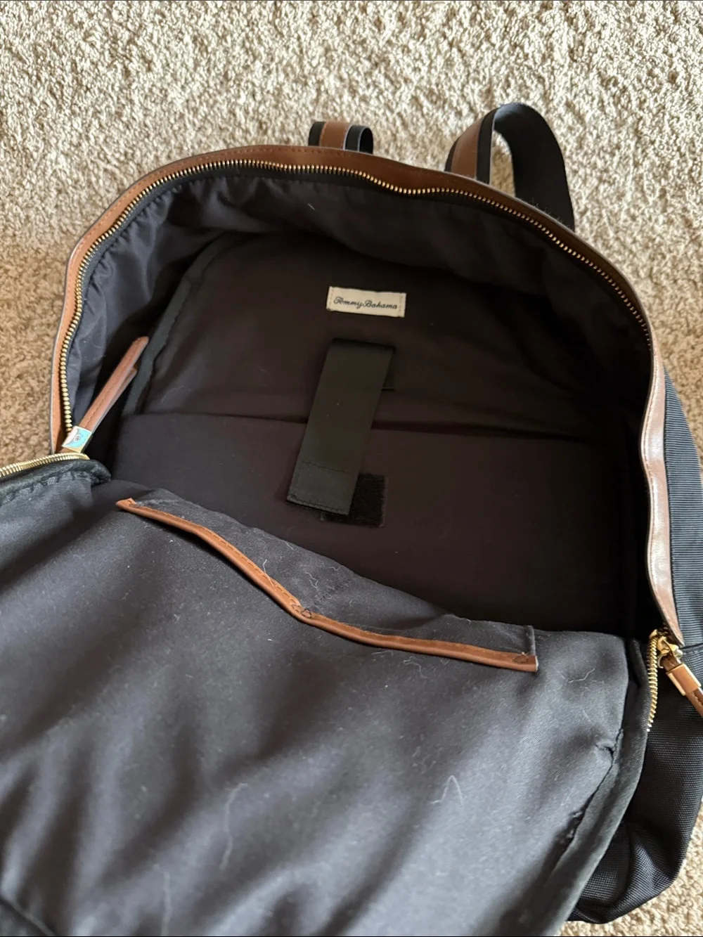 Tommy Bahama Black and Brown Men’s Casual Backpack - Classic Everyday Bag